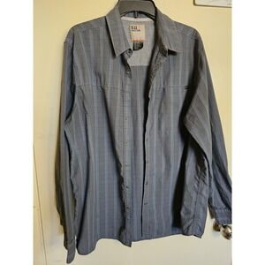 511 Tactical Shirt Men L Blue Plaid‎ Snap Button Up Cotton Polyester Blend